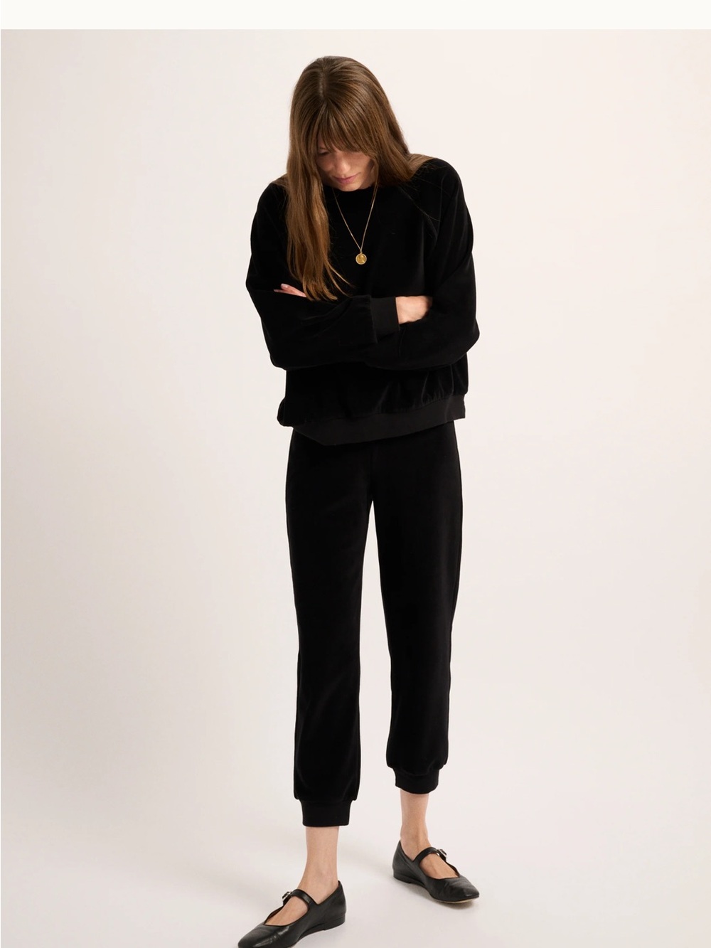 Suzie Kondi Tinos Slim Track Pant in Black Velour